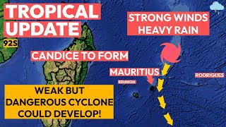 Potentially Dangerous MTS Candice to Pass Close to Mauritius Rain and Wind Threat [upl. by Ardin368]