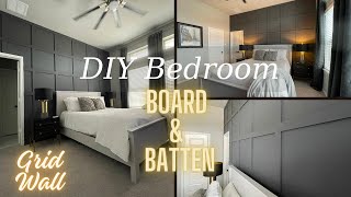 DIY Bedroom Board amp Batten  Accent Grid Wall [upl. by Vaughan499]