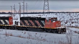 THREE EMD SD402Ws amp RARE K5L Horn Action On CN Train At Beamer Industrial Spur [upl. by Nannaihr]