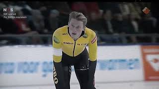 Schaatsen NK Thialf Heerenveen voor de mannen 500 meter jaar 2022 [upl. by Nosde]