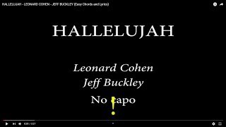 HALLELUJAH  LEONARD COHENJEFF BUCKLEY easy Chords and Lyrics [upl. by Lobel]