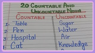 Examples of Countable and Uncountable Noun  20 Examples  english grammar countable [upl. by Dranoel361]