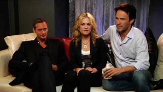 EW interview with Anna Paquin Alexander Skarsgård and Stephen Moyer at Comic Con [upl. by Ahsitam]