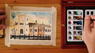 Watercolour Kings Lynn LibraryFull tutorialReal time painting process [upl. by Aiekan544]