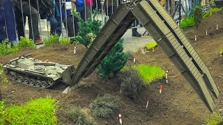 AMAZING RC MODEL BRIDGE LAYER TANK M48 PATTON AVLB IN ACTION RC MILITARY VEHICLES [upl. by Adias]