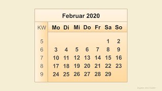 Kalender Februar 2020 [upl. by Sivehc]