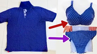 tshirt से ब्रा कैसे बनाएं। tshirt से panty कैसे बनाएं। How to make bra and Panty from old tshirt [upl. by Noside]