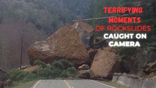 TERRIFYING MOMENTS OF ROCKSLIDES WITH BIG CHUNKS OF ROCKS CAUGHT ON CAMERA [upl. by Halbeib]