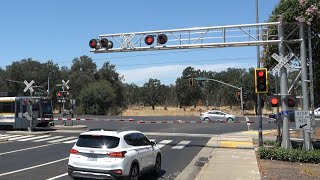 Sacramento Light Rail  Iron Point Rd Railroad Crossing Folsom CA [upl. by Ahsino305]