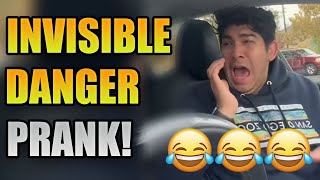 INVISIBLE DANGER PRANK Try Not To Laugh 3 😂  Acting Scared Compilation 🤣🤣🤣 [upl. by Ivel]