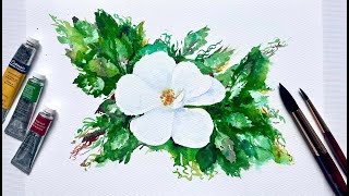 Morgaines Christmas ROSE Watercolor Painting tutorial Beautiful watercolour flower landscape demo [upl. by Marybelle153]