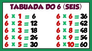 Tabuada do 6║Ouvindo e Aprendendo a tabuada de Multiplicação do 6️⃣ SEIS║Tabuada do SEIS [upl. by Ienttirb290]