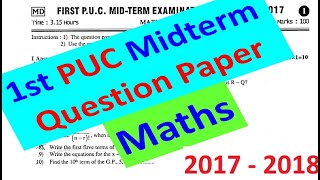 1st PUC Mathematics Midterm Exam Question Paper [upl. by Laure]