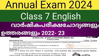 Class 7 English annual Exam question paper with answers 2024 annualexam2024 [upl. by Niad]