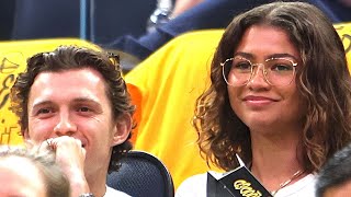 Zendaya and Tom Hollands DATE NIGHT at NBA Playoffs [upl. by Naaitsirhc]