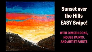 15 Color Acrylic Pouring Swipe  Sunset Over the Hills [upl. by Peddada]