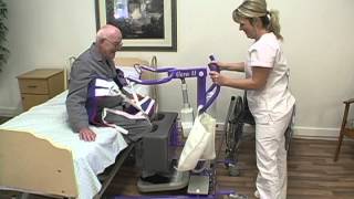 From bed to wheel chair with ceiling lift and sling [upl. by Selrahc]