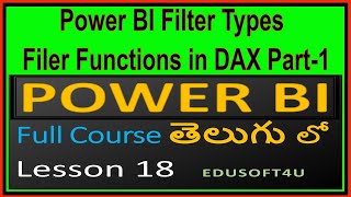 Power BI Filter Types and Filer Functions in DAX Part 1Power BI Online CourseTeluguLesson 18 [upl. by Thomasine]