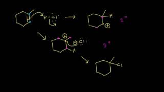 Hydrohalogenation  Alkenes and Alkynes  Organic chemistry  Khan Academy [upl. by Ayenet]