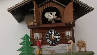 Cuckoo clock mechanical limited edition quotCow on the farmquot by Lotscher Swiss Made Orologio a cucù [upl. by Cyma]