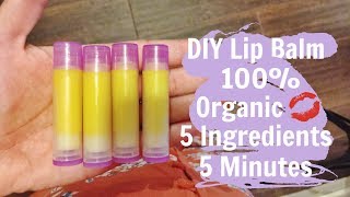 DIY Organic Lip Balm  5 INGREDIENTS 5 MINUTES [upl. by Aineg]