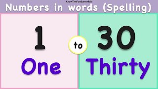 one to thirty in english words  1 to 30 in words  Number Name 1  30  number spelling 1 to 30 kid [upl. by Ahsocin]