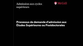 Demande dadmission à McGill  Admission au premier cycle et lÉcole déducation permanente [upl. by Isaac]