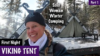 Viking Tent  Solo wdog Woman Winter Camping  Fire Steak Challenge Spirit Forest  S3 Ep2 [upl. by Cornew]