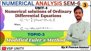 Modified Eulers method  numerical analysis  SEM6  UNIT4 [upl. by Annhoj]