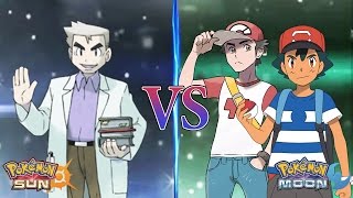 Pokemon Sun and Moon Professor Oak Vs Alola Ash and Alola Red [upl. by Patterson]