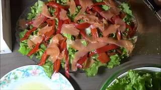 ASMR  Recette  Salade Crevette Saumon Pamplemousse [upl. by Arlin]