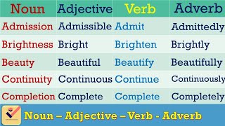 NounAdjectiveVerbAdverb  200 Important words  Vocabulary  Interchange of Parts of Speech [upl. by Otrebron]