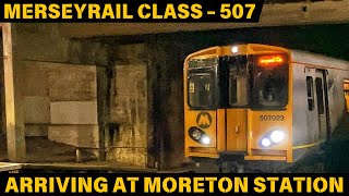 Mersey Rail Arrival at Moreton and Departure to Liverpool  train station trainspotting journey [upl. by Benge]