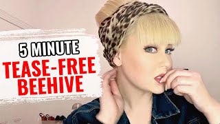 5 MINUTE Pin Up Hair  Quick Easy NO TEASE 60s Beehive Bouffant Tutorial  Cassidy La Crème [upl. by Towland941]