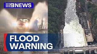 Warragamba Dam spills as rain continues in NSW  9 News Australia [upl. by Neeli408]