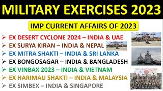 Military Exercises 2023  Imp Current Affairs [upl. by Adiuqram]