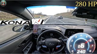 Hyundai Kona N  280HP  TOP SPEED on german Autobahn [upl. by Drooff]