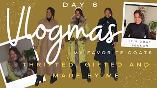 Thrifted Gifted or Made by Me  Its Coat Season  Vlogmas Day 6  Coat Haul  Winter Coat Try On [upl. by Enyrb]