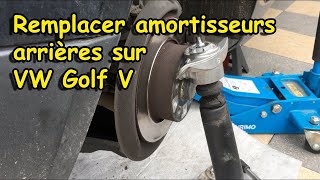 Comment remplacer des amortisseurs arrière sur une VW GOLF 5 TUTORIEL [upl. by Auqinet103]