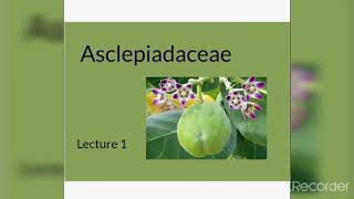 Family Asclepiadaceae L1 by Dr Santosh Sharma [upl. by Aihsekat]