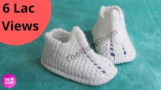 knitting baby booties newborn baby shoes for beginners saral jutti new design how to knit booties [upl. by Kuska783]