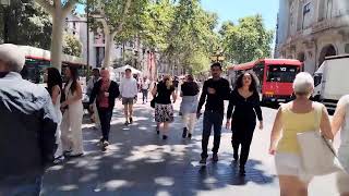 Walking Down Las Ramblas In Barcelona  Beautiful Spain [upl. by Hung879]