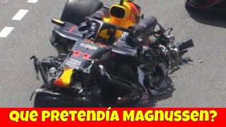 Checo Pérez esta bien El carnicero Magnussen se estrella con su Red Bull en el GP de Mónaco [upl. by Inar]