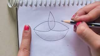 Diya drawing easy  How to draw diwali diya  Diwali diya drawing ideas Diy easy diya drawing [upl. by Roots]