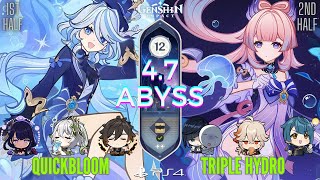 Furina Archon Quickbloom amp Kokomi 3 Hydro  Spiral Abyss 47  Floor 12 9★ Genshin Impact [upl. by Bianca]