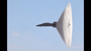 Navy FA18 Breaking The Sound Barrier Over Water [upl. by Dwan]