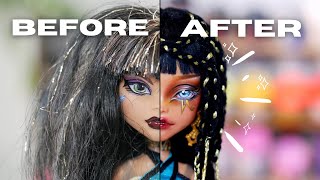 REVAMPING OLD DOLLS  CLEO DENILE MONSTER HIGH  Doll repaint and customisation relaxing  etellan [upl. by O'Callaghan877]