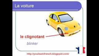 French Lesson 121  Parts of the car Vocabulary  Parties Pièces dune voiture Vocabulaire [upl. by Bena]