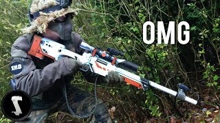 Guy Brings Airsoft AWP Asiimov and QUICKSCOPES PLAYERS [upl. by Lebezej]