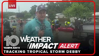 Sarasota rescue crews use boats to rescue people from floods [upl. by Peers221]